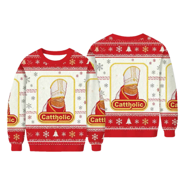 Catholic Cat Funny Ugly Christmas Sweater - Moonbestprint