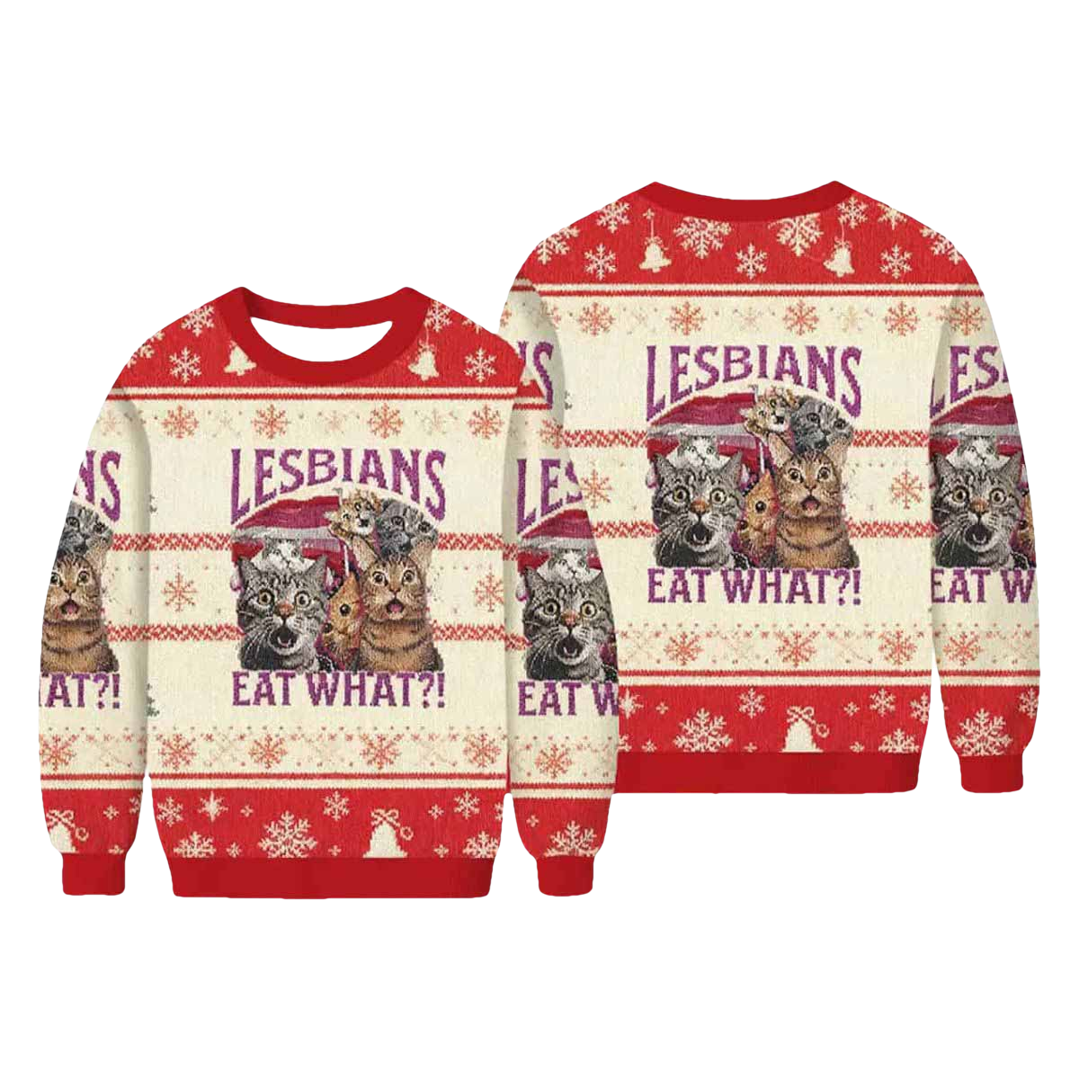 Lesbians Eat What Funny Cat Ugly Christmas Sweater - Moonbestprint