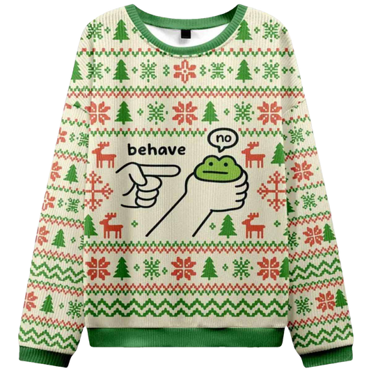 Frog Behave No Ugly Christmas Sweater - Moonbestprint