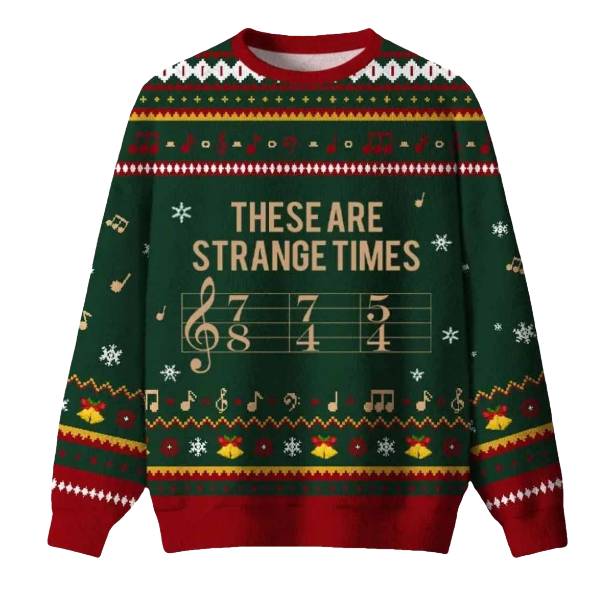 These Are Strange Times Music Joke Ugly Christmas Sweater - Moonbestprint