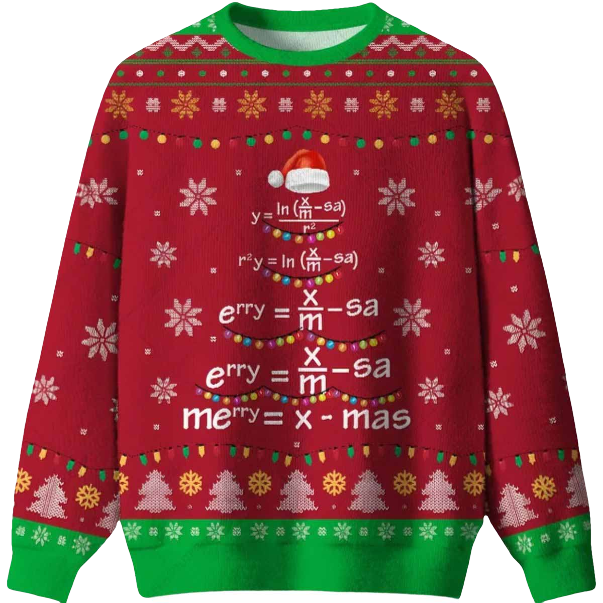 Math Merry Xmas Tree Red Ugly Christmas Sweater - Moonbestprint