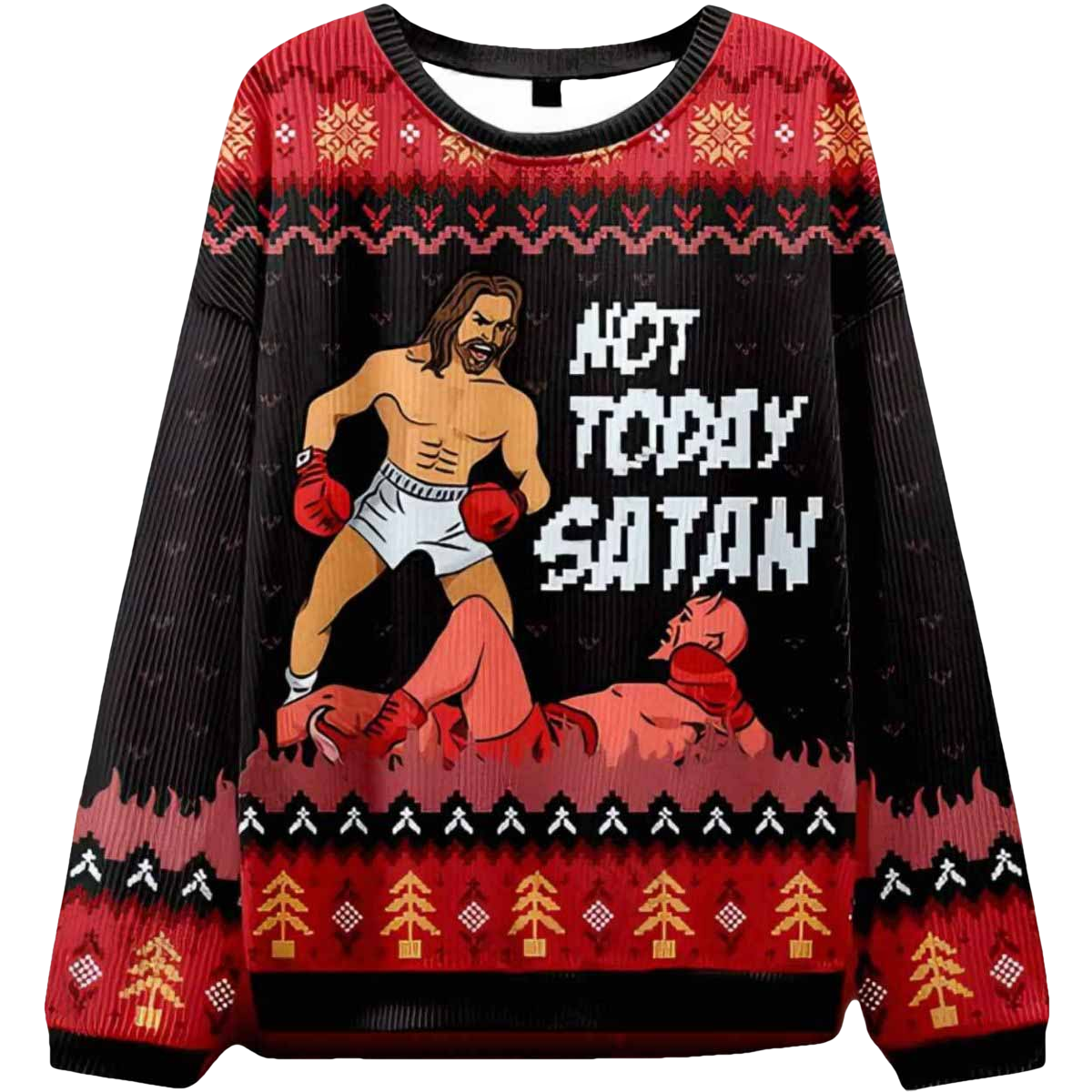 Not today satan Ugly Christmas Sweater - Moonbestprint