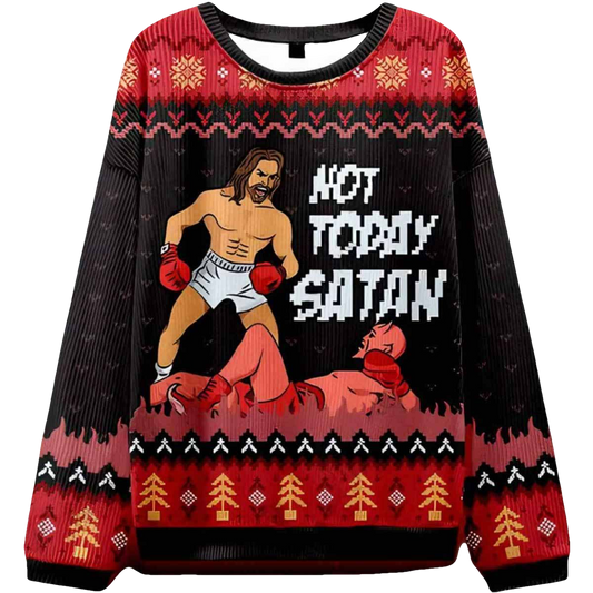 Not today satan Ugly Christmas Sweater - Moonbestprint