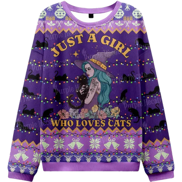 Just A Girl Who Loves Cats Ugly Christmas Sweater - Moonbestprint