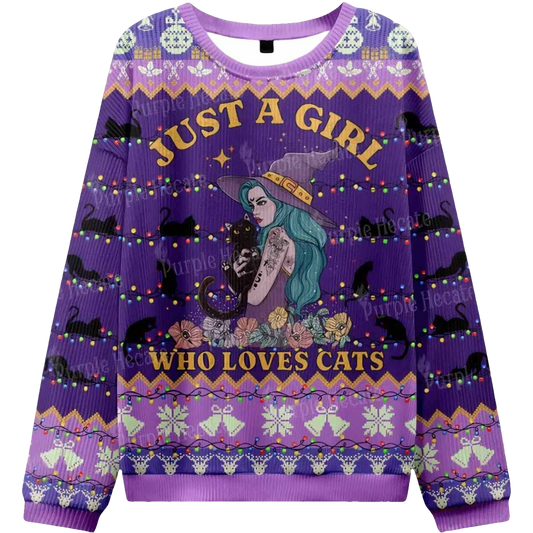 Just A Girl Who Loves Cats Ugly Christmas Sweater - Moonbestprint
