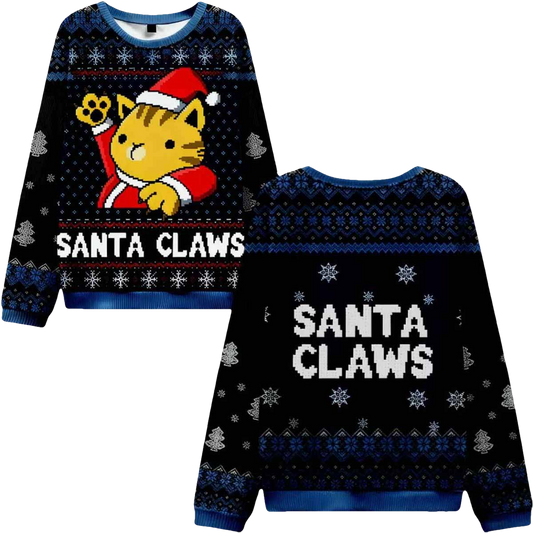 Cat Santa Claws Ugly Christmas Sweater - Moonbestprint