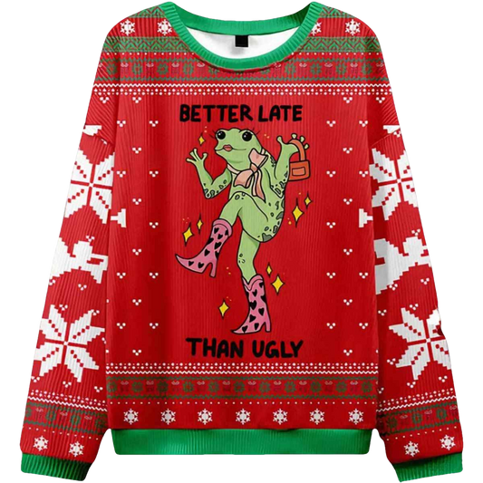 Frog Better Late Than Ugly Ugly Christmas Sweater - Moonbestprint