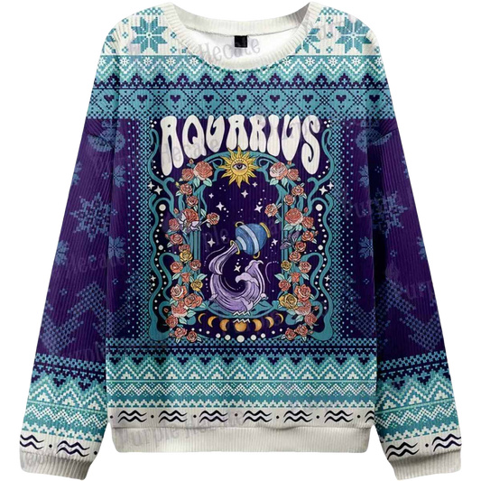 Aquarius Spirit Zodiac Ugly Christmas Sweater - Moonbestprint