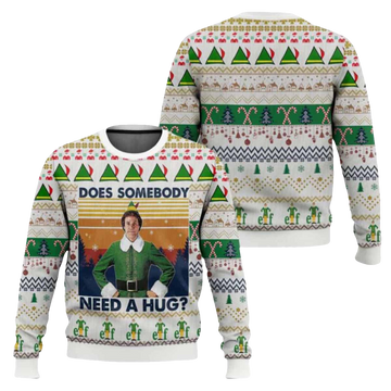Does Somebody Need A Hug Elf Ugly Christmas Sweater - Moonbestprint