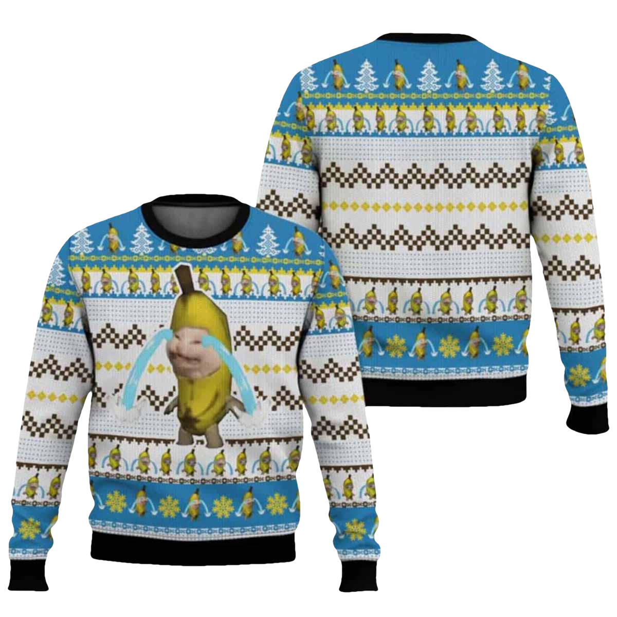 Banana Cat Crying Meme Ugly Christmas Sweater - Moonbestprint