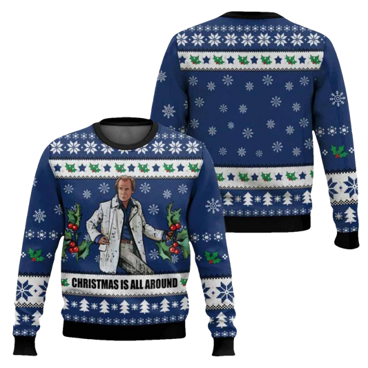 Billy Mack Christmas Is All Around Love Actually Ugly Christmas Sweater - Moonbestprint