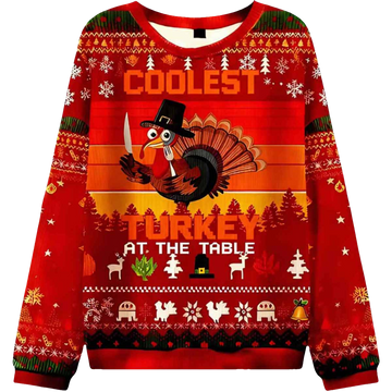 Turkey At The Table Ugly Christmas Sweater - Moonbestprint