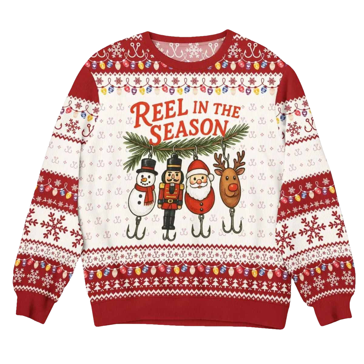 Funny Fishing Reel in The Season Ugly Christmas Sweater - Moonbestprint