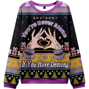 Youre Never Alone If You Have Demons Ugly Christmas Sweater - Moonbestprint