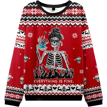 Everything Is Fine Ugly Christmas Sweater - Moonbestprint
