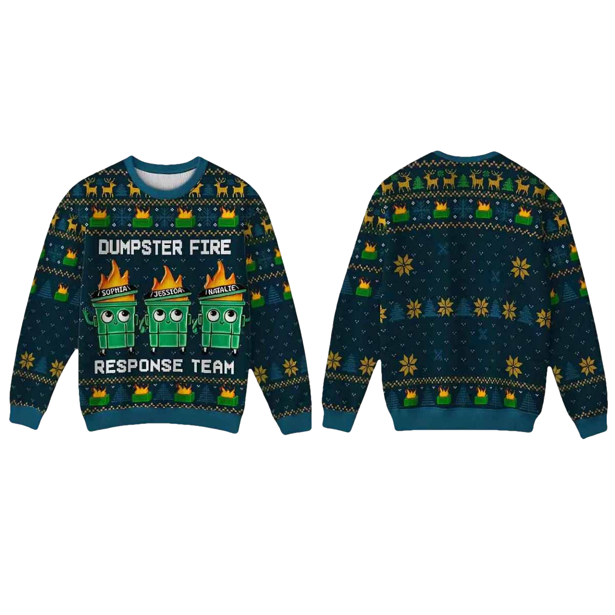 Personalized Dumpster Fire Response Team Ugly Christmas Sweater - Moonbestprint