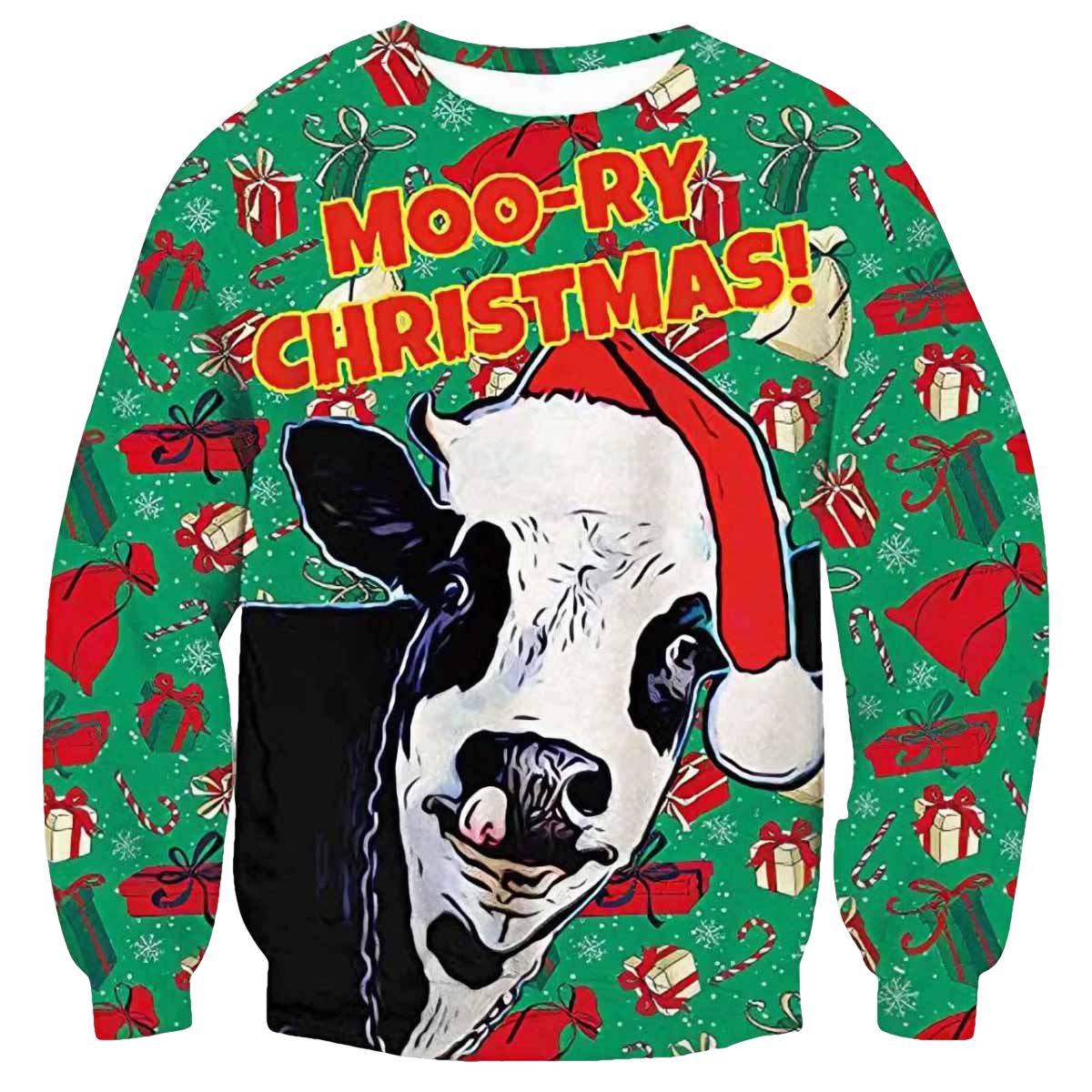 Moo-ry Christmas Ugly Sweater - Moonbestprint