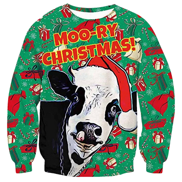 Moo-ry Christmas Ugly Sweater - Moonbestprint