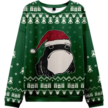 Frog Wearing Santa Hat Green Ugly Christmas Sweater - Moonbestprint