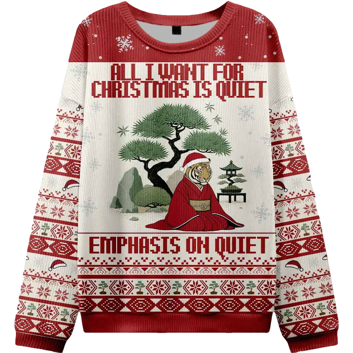 Tiger Peaceful Ugly Christmas Sweater - Moonbestprint