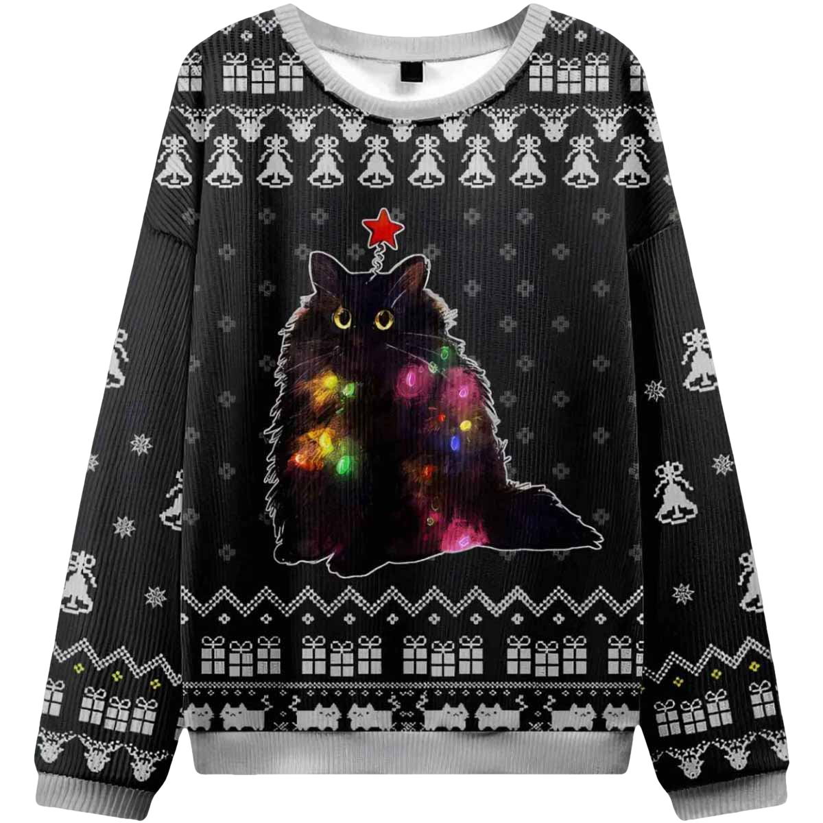 Lights Cat Ugly Christmas Sweater - Moonbestprint