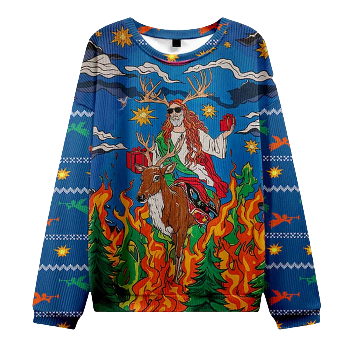 Jesus Riding A Reindeer Ugly Christmas Sweater - Moonbestprint