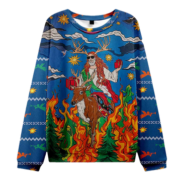 Jesus Riding A Reindeer Ugly Christmas Sweater - Moonbestprint