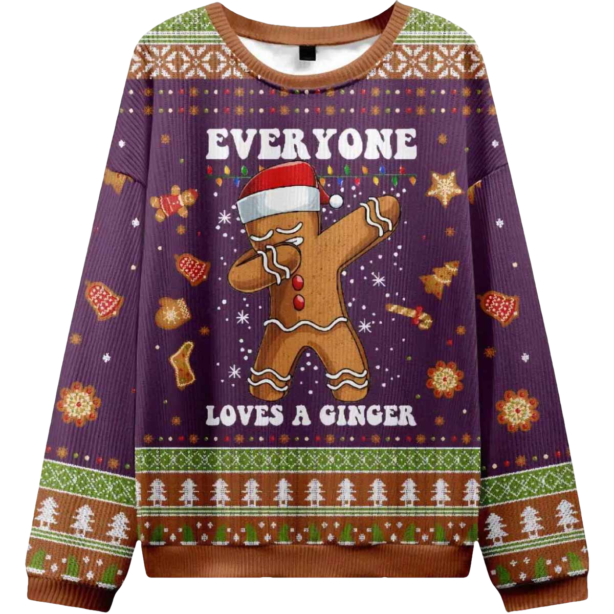 Gingerbread Dabbing Dance Christmas Purple Ugly Christmas Sweater - Moonbestprint