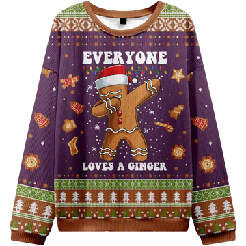 Gingerbread Dabbing Dance Christmas Purple Ugly Christmas Sweater - Moonbestprint