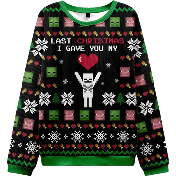Last Christmas I Give You My World Black Ugly Christmas Sweater - Moonbestprint