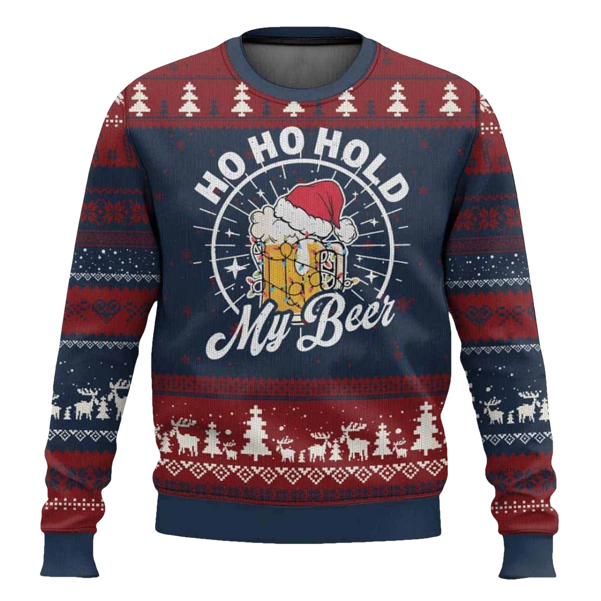 Ho Ho Hold My Beer Vintage Mug Santa Hat Ugly Christmas Sweater - Moonbestprint