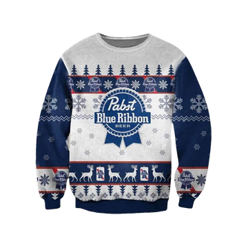 Ugly Christmas Pabst Blue Ribbon Beer Sweatshirt - Moonbestprint