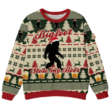 Bigfoot Stole My Beer Chrismas Ugly Sweater - Moonbestprint
