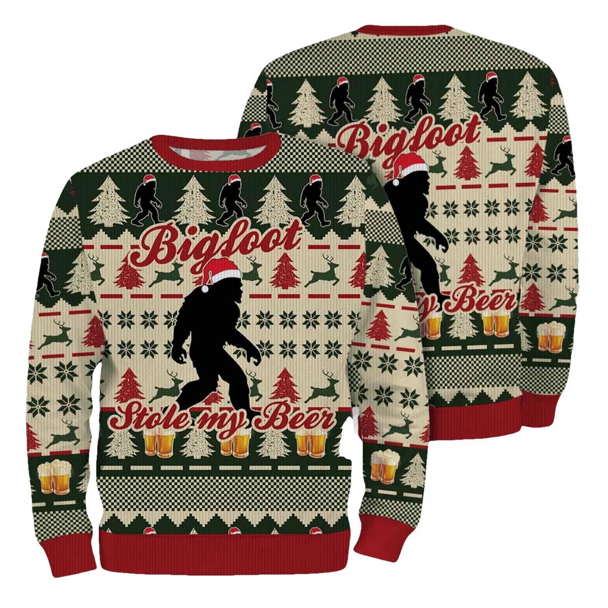 Bigfoot Stole My Beer Chrismas Ugly Sweater - Moonbestprint
