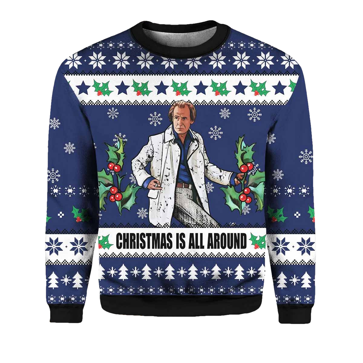 Billy Mack Christmas Is All Around Love Actually Ugly Sweater - Moonbestprint