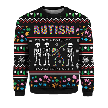 Autism Its Not A Disability Its A Different Ugly Christmas Sweater - Moonbestprint