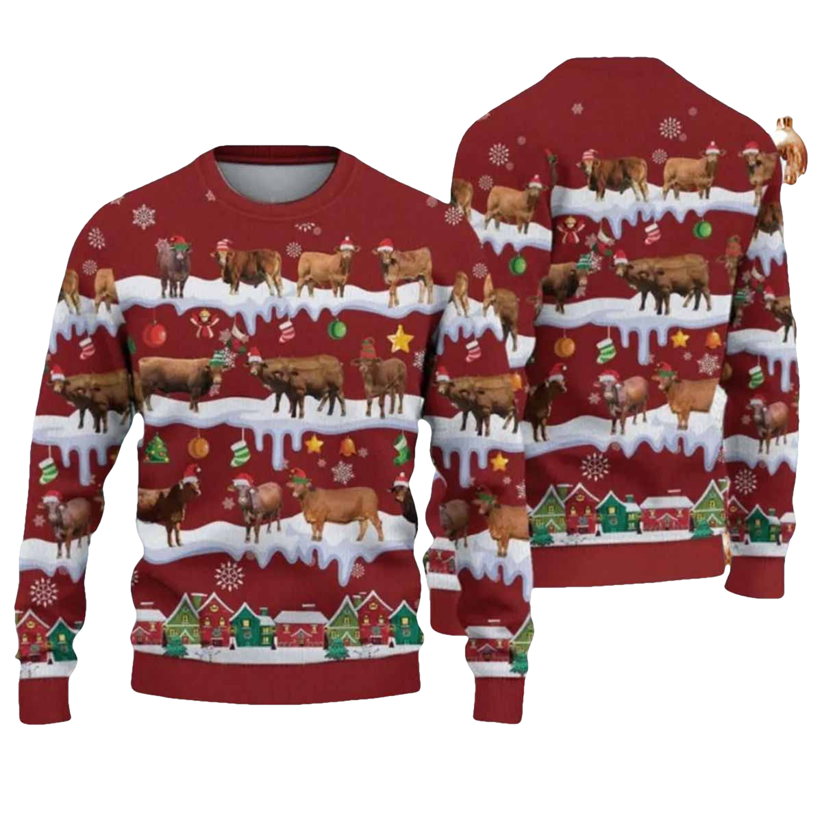 Christmas Cow Ugly Sweater - Moonbestprint