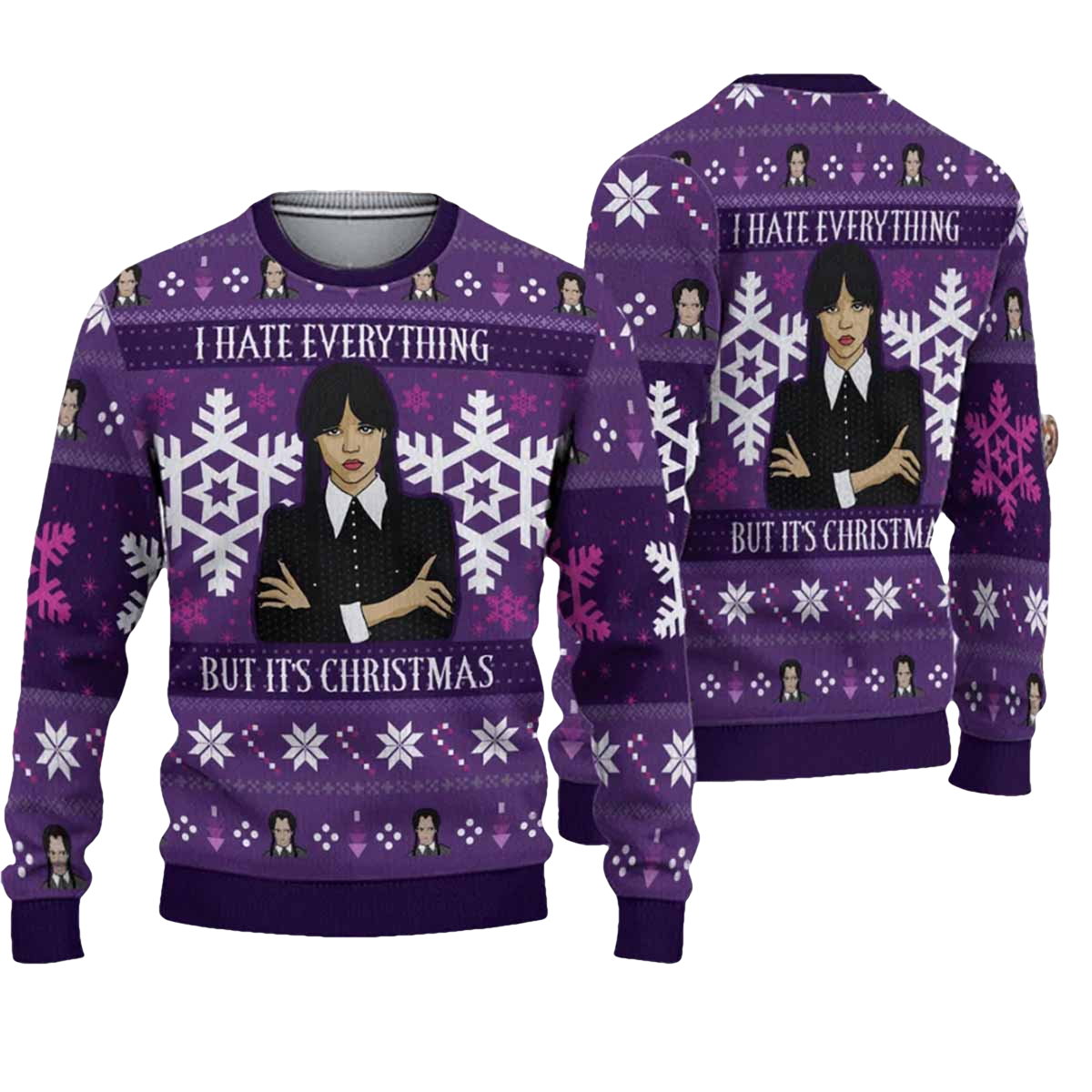 Wednesday I Hate Everything But It's Christmas Ugly Sweater - Moonbestprint