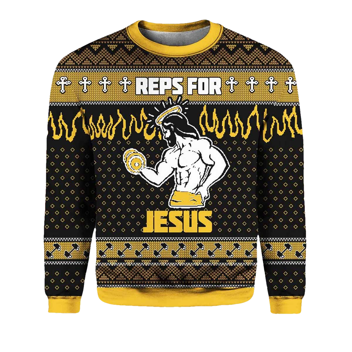 Jesus Weightlifting Christmas Ugly Sweater - Moonbestprint