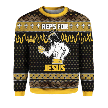 Jesus Weightlifting Christmas Ugly Sweater - Moonbestprint