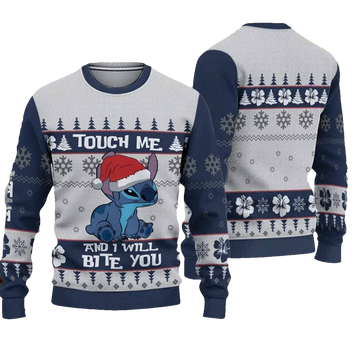 Touch Me And I Will Bite You Ugly Christmas Sweater - Moonbestprint