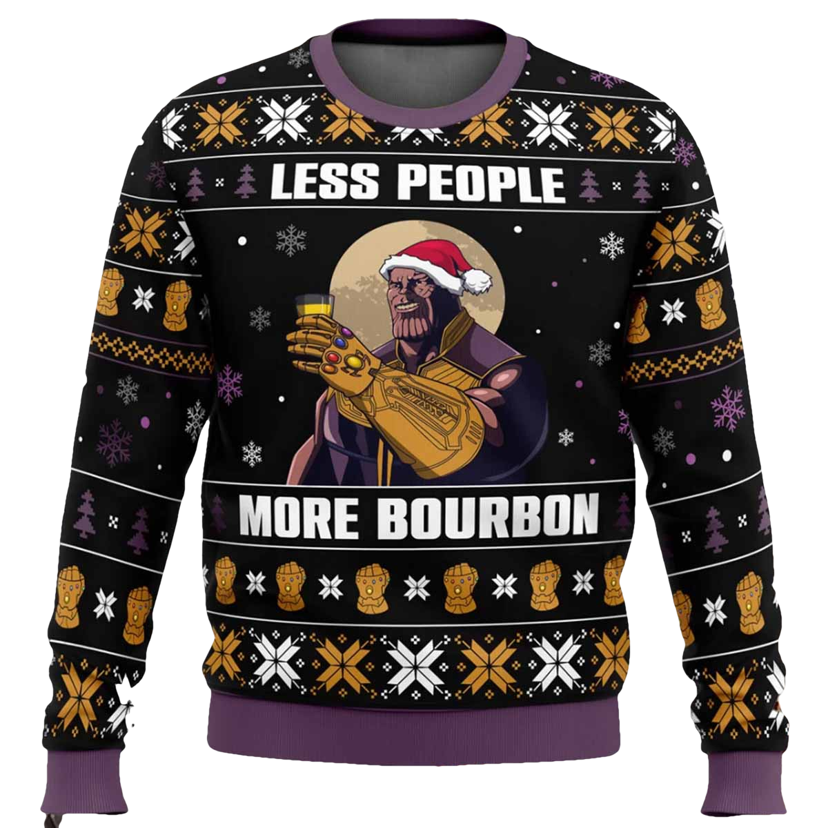 Thanos Less People More Bourbon Ugly Christmas Sweater - Moonbestprint