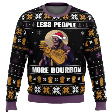 Thanos Less People More Bourbon Ugly Christmas Sweater - Moonbestprint