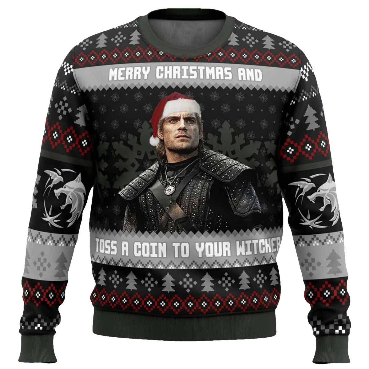 The Witcher Merry Christmas And Toss A Coin To Your Witcher Ugly Sweater - Moonbestprint