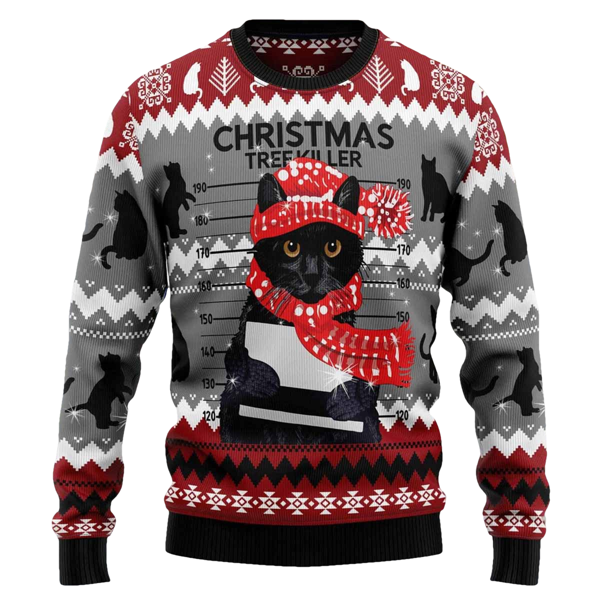 Black Cat Tree Ugly Christmas Sweater - Moonbestprint