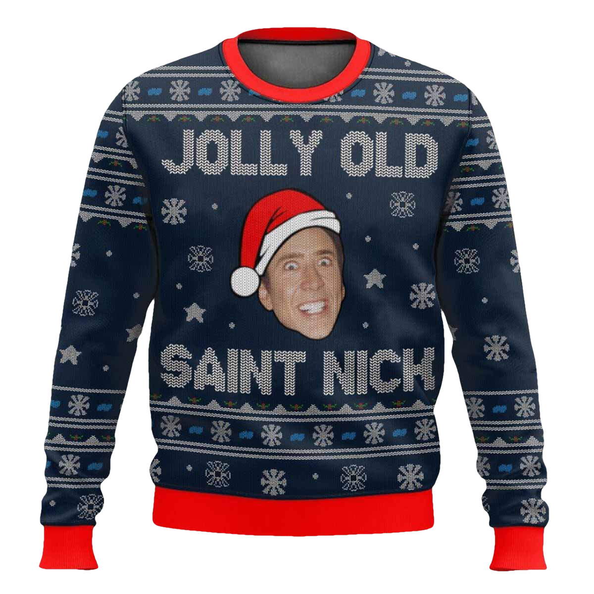 Jolly Old Saint Nick Nicolas Cage Christmas Ugly Sweater - Moonbestprint