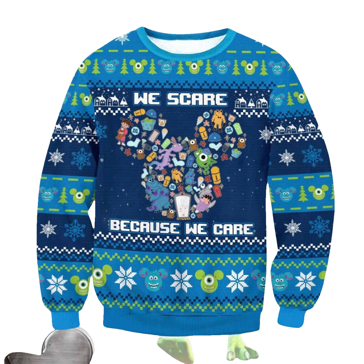 Monster We Scare Because We Care Ugly Christmas Sweater - Moonbestprint