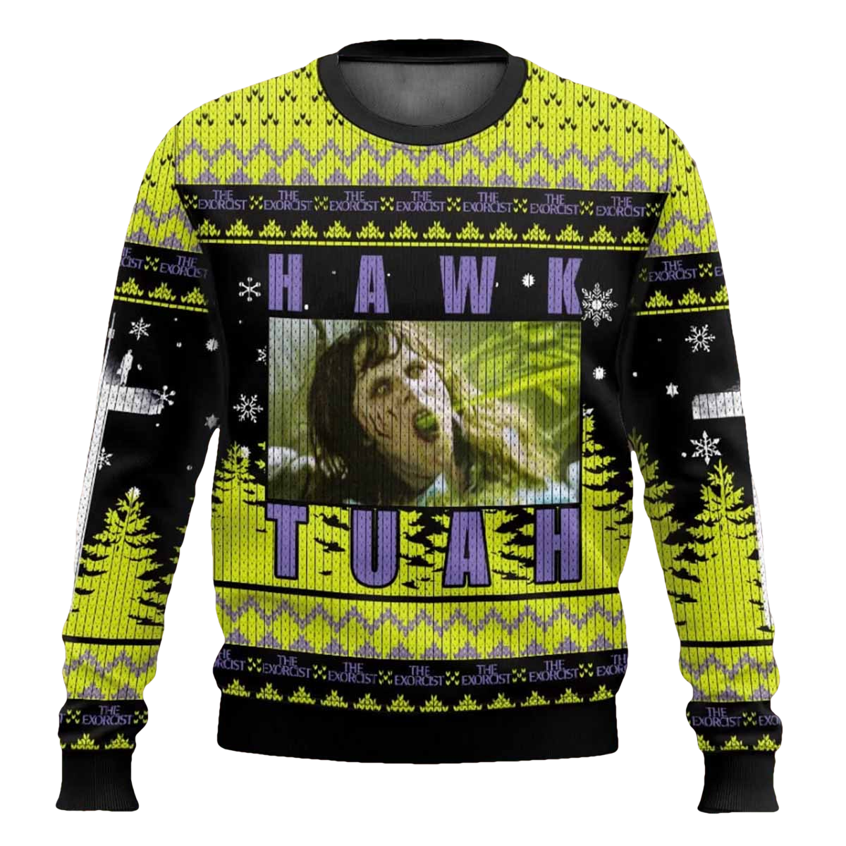 Hawk Tuah The Exorcist Horror Ugly Sweater - Moonbestprint