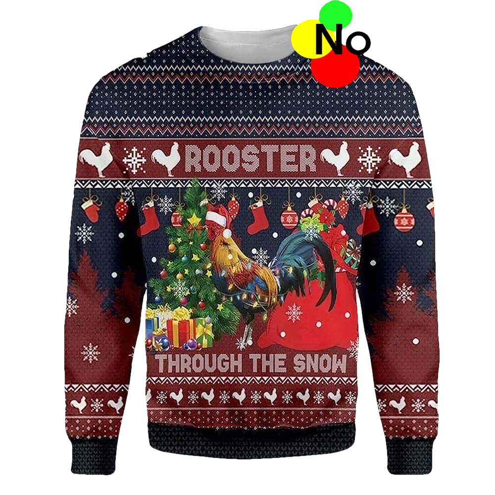 Rooster Through The Snow Christmas Sweater - Moonbestprint