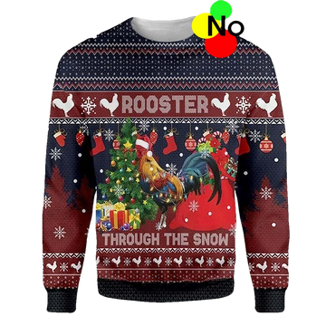 Rooster Through The Snow Christmas Sweater - Moonbestprint